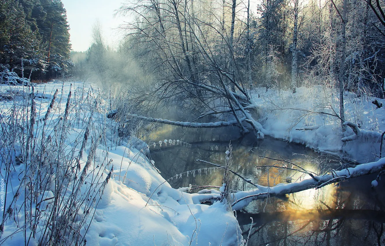 Photo wallpaper winter, landscape, nature, river