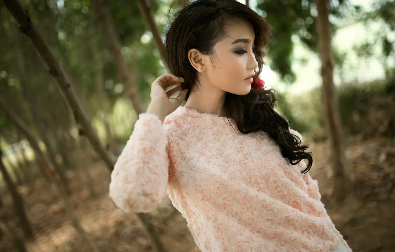 Photo wallpaper portrait, makeup, Oriental girl