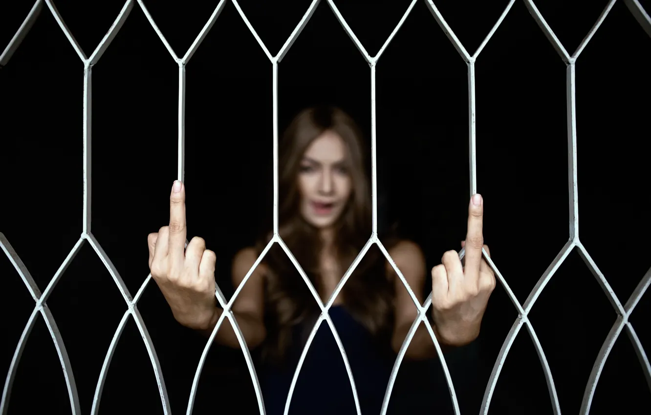 Photo wallpaper girl, fingers, gesture