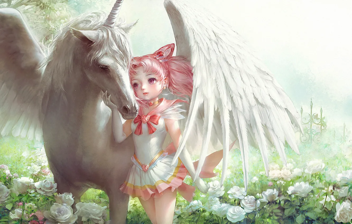 Photo wallpaper girl, Pegasus, sailor moon