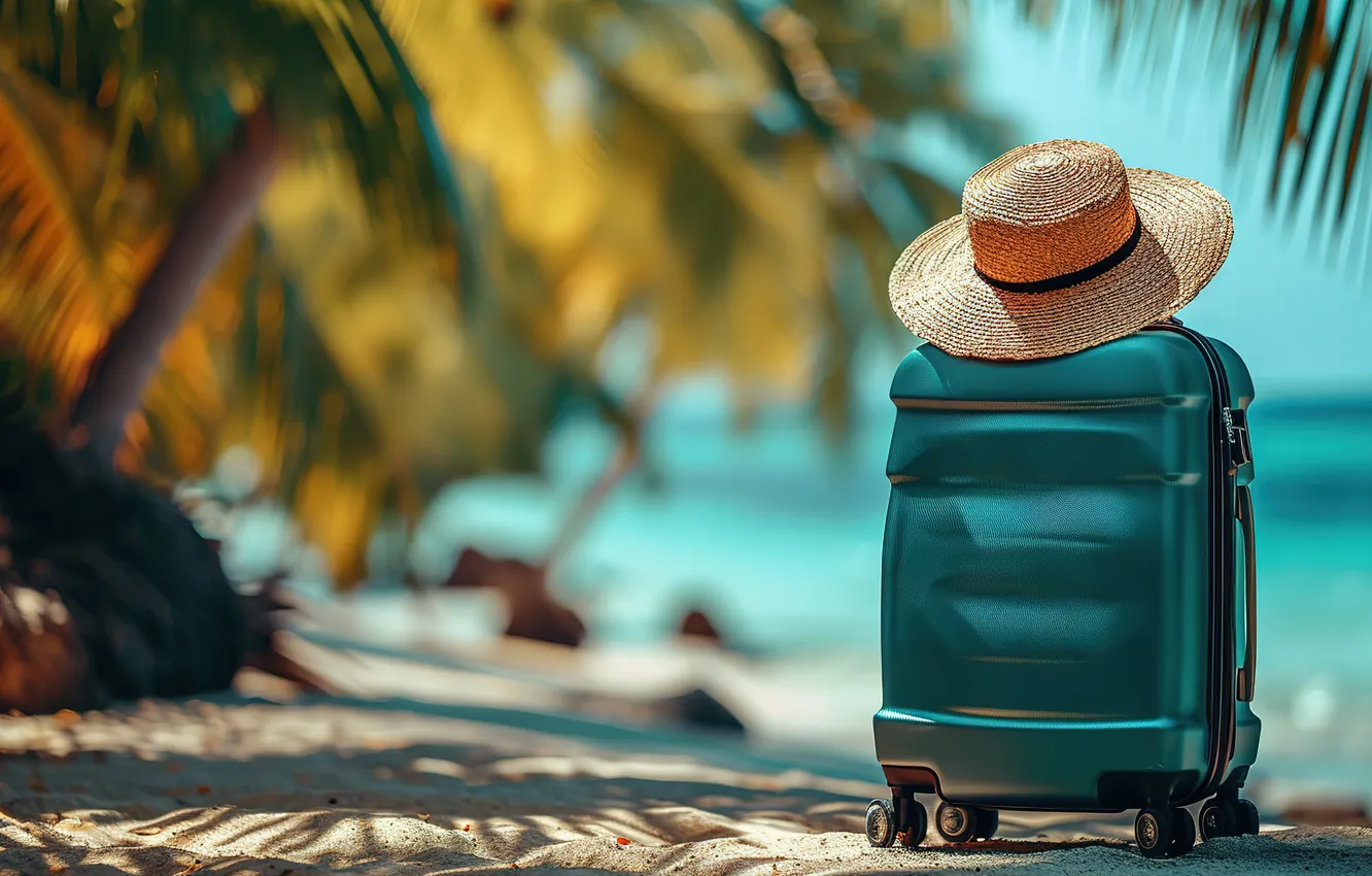 Photo wallpaper sea, beach, summer, stay, suitcase, summer, holidays, resort