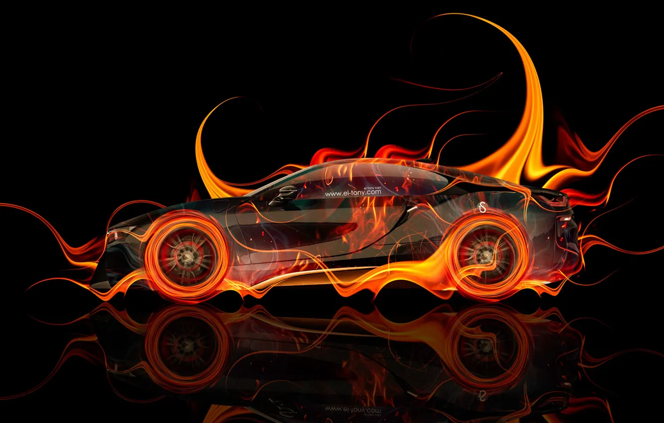 Photo wallpaper Auto, Black, Fire, BMW, Machine, BMW, Wallpaper, Background