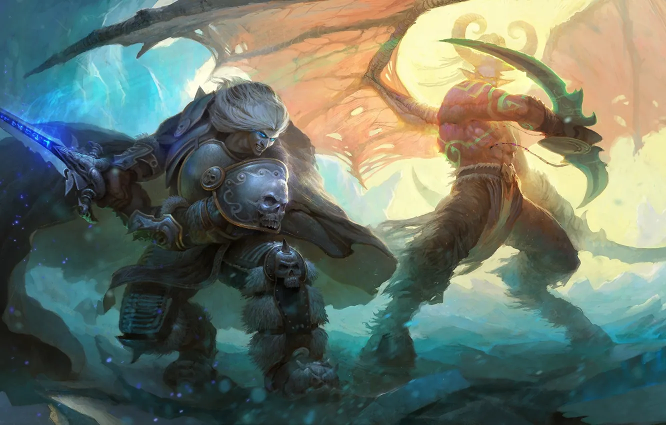 Photo wallpaper people, sword, battle, the demon, fight, duel, demon, sword