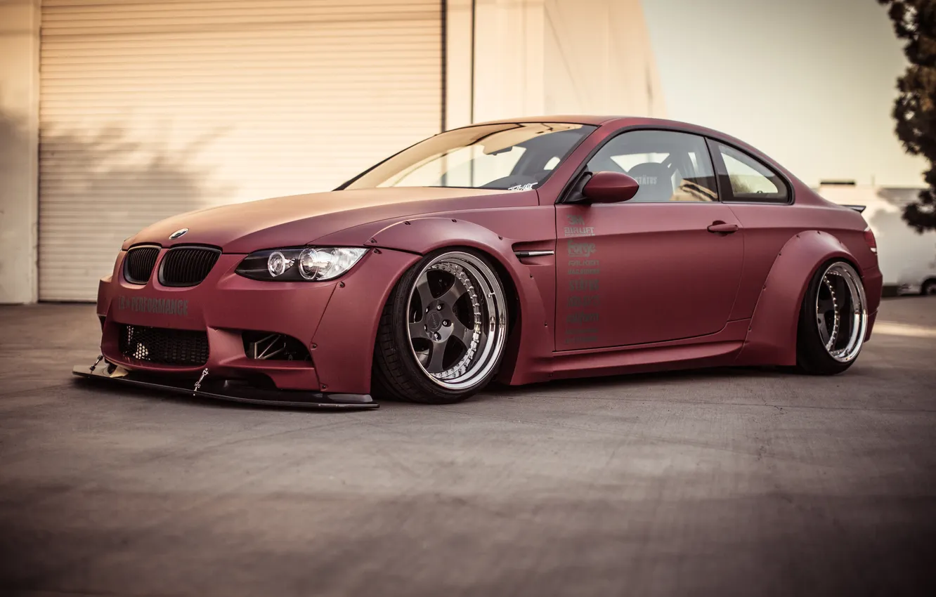 Photo wallpaper red, tuning, BMW, BMW, drives, tuning, e92, stance