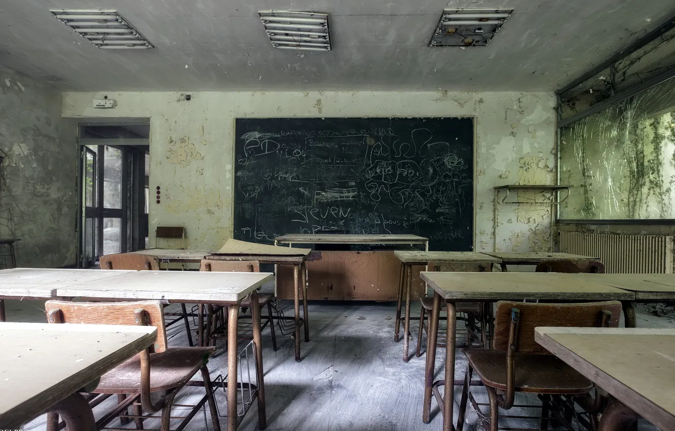 Photo wallpaper Board, desks, Klas