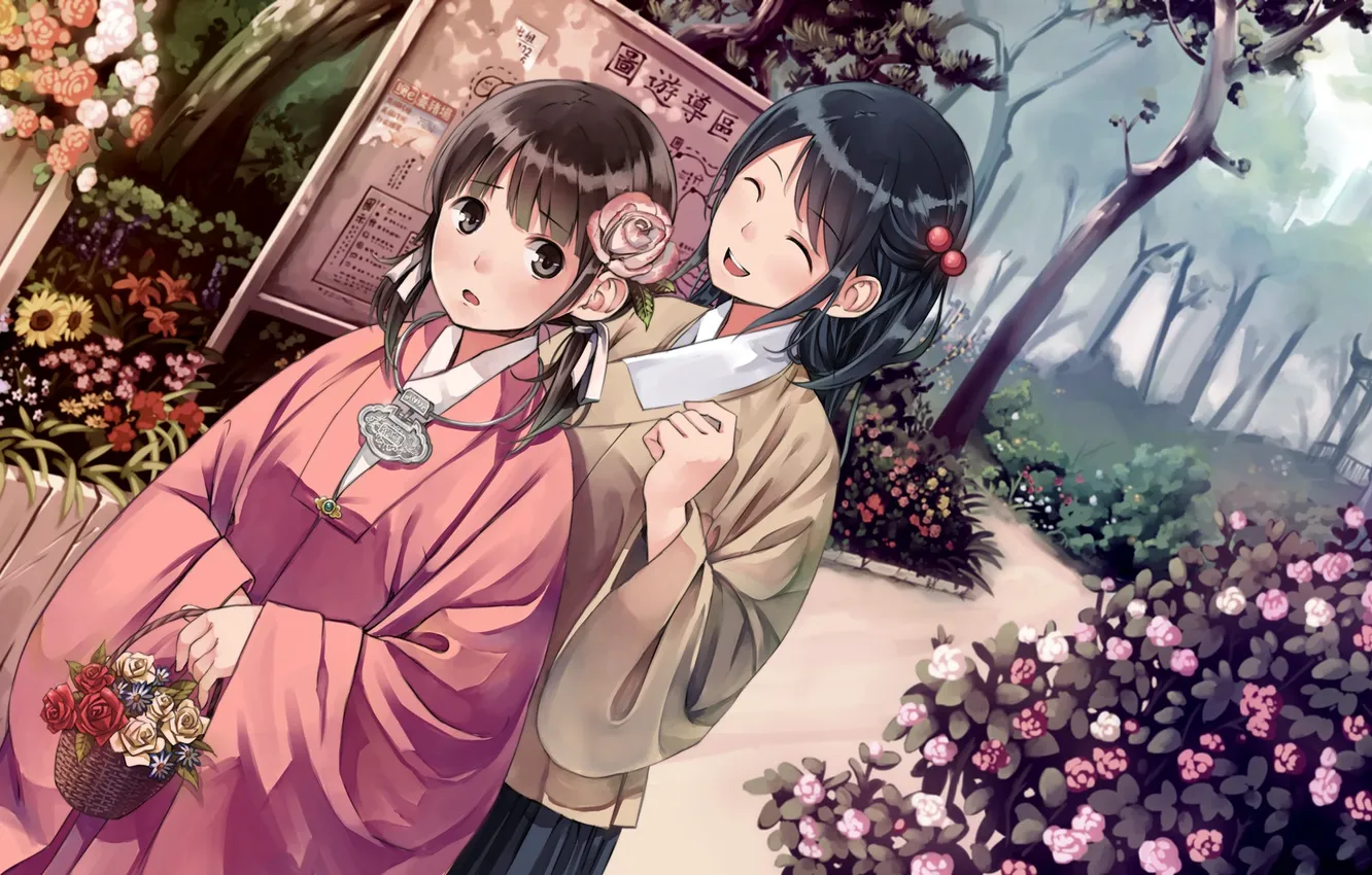 Photo wallpaper art, original, two girls, Pvmivs