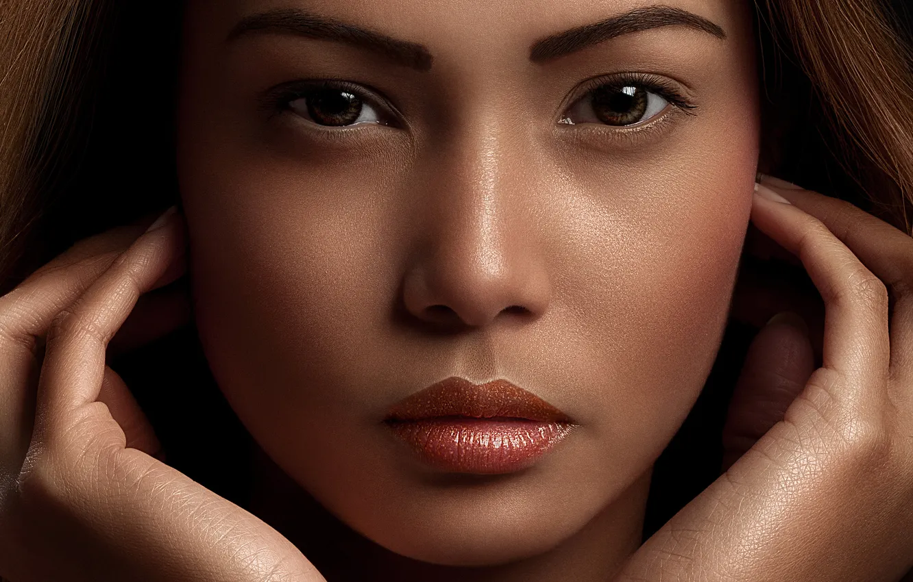 Photo wallpaper eyes, look, face, hair, portrait, Asian