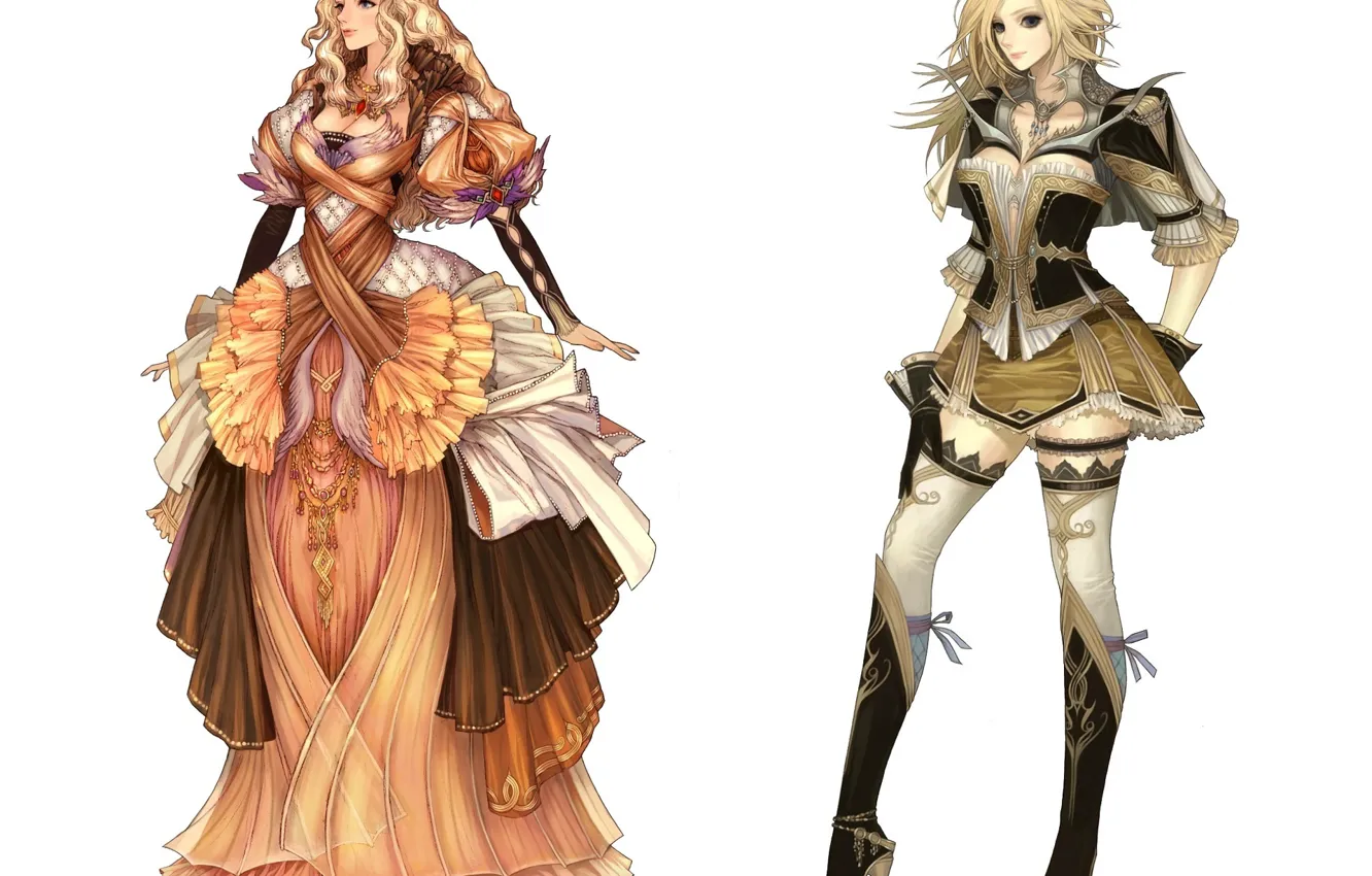 Photo wallpaper stockings, boots, dress, neckline, white background, corset, fighter, art