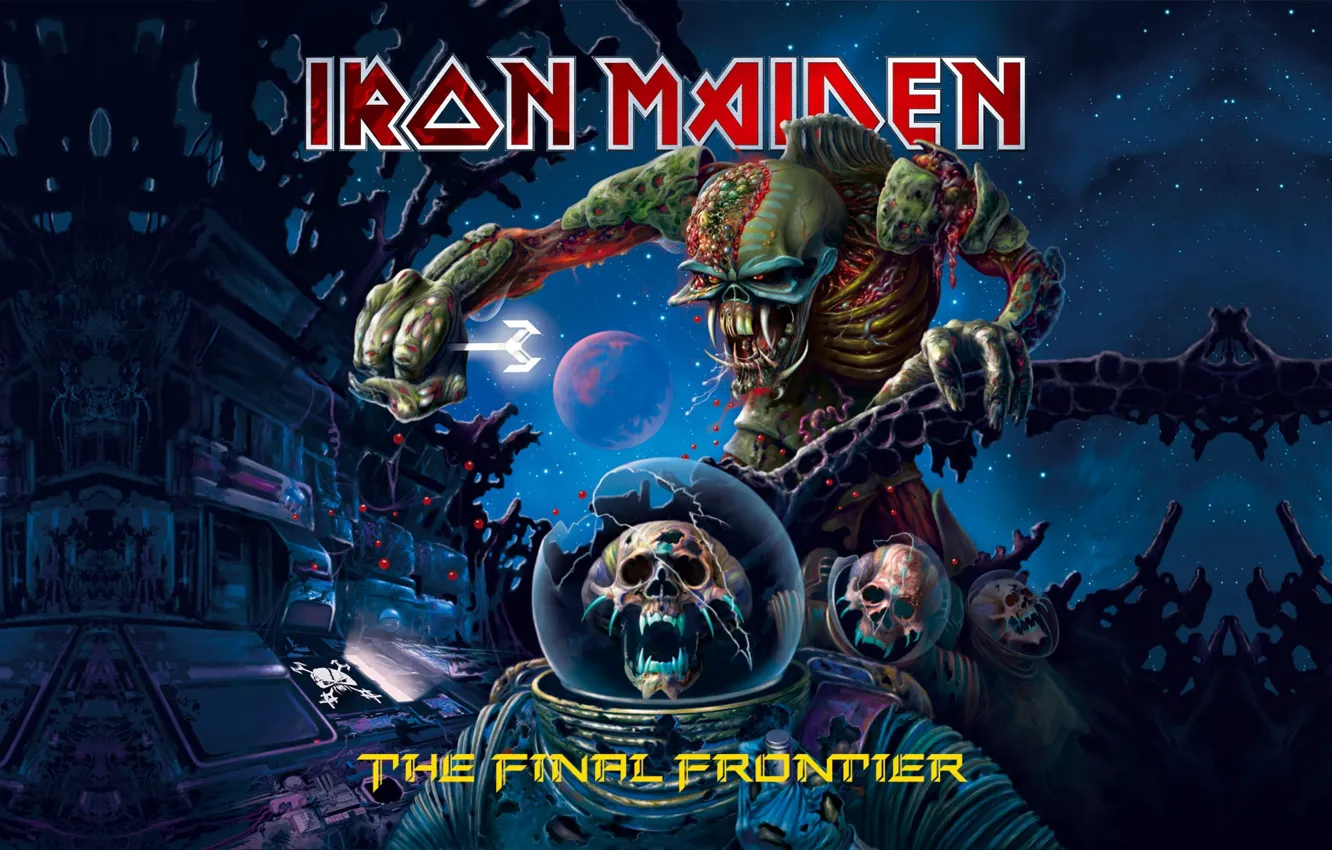 Photo wallpaper space, skull, group, skeleton, heavy metal, Iron Maiden, The Final Frontier
