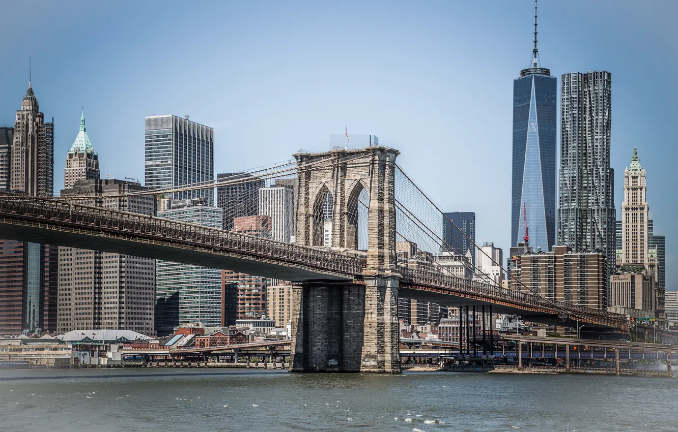 Photo wallpaper Bridge, The city, Brooklyn, Manhattan