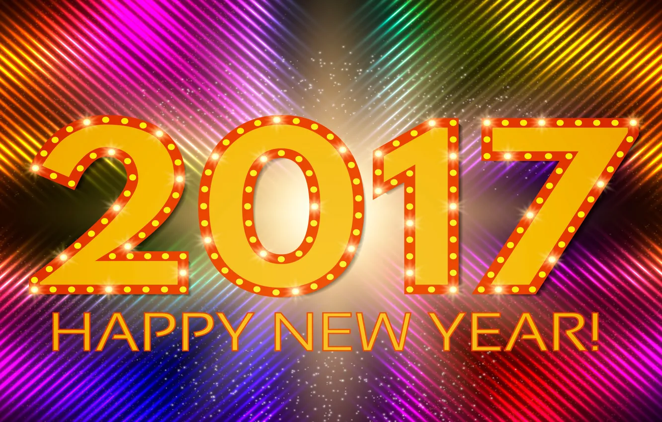 Photo wallpaper colorful, New Year, abstract, background, neon, happy new year, 2017, glittering