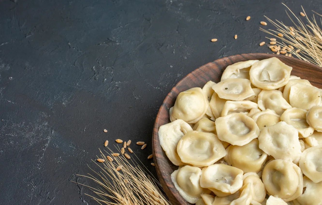 Photo wallpaper plate, ears, dumplings