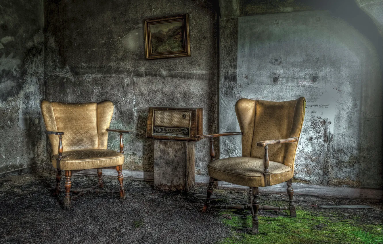Photo wallpaper room, radio, chair