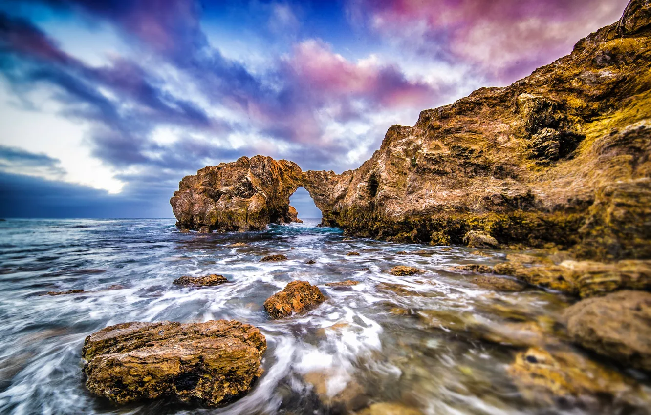 Photo wallpaper rocks, coast, arch, The Pacific ocean