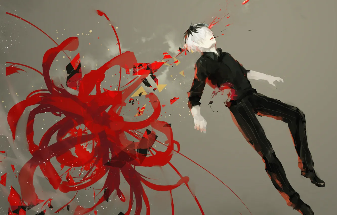 Photo wallpaper flower, art, Anime, guy, Anime, Tokyo Ghoul, Tokyo To, Tokyo Ghoul