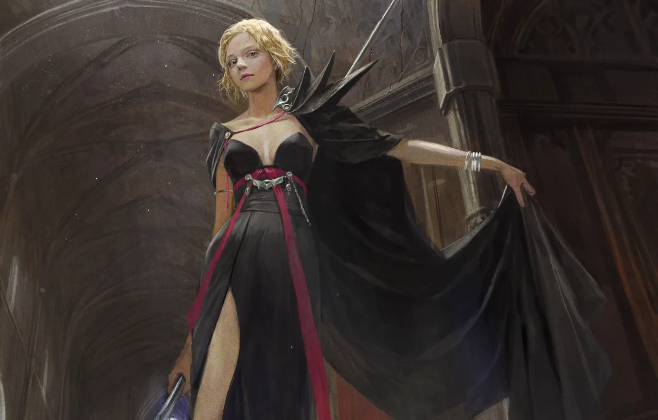 Photo wallpaper girl, dress, art, staff, totorrl