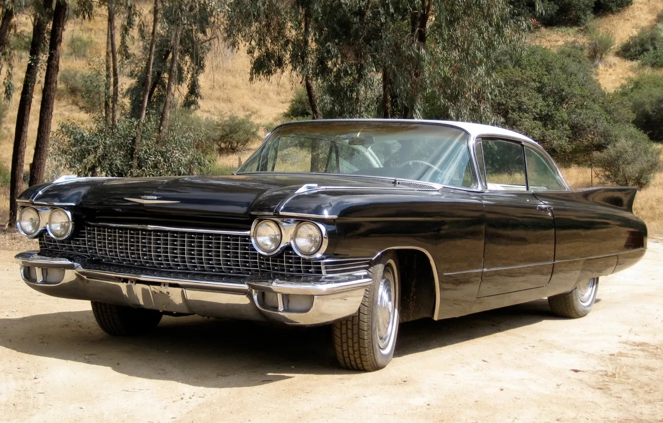Photo wallpaper background, black, Cadillac, coupe, 1960, classic, Coupe, the front