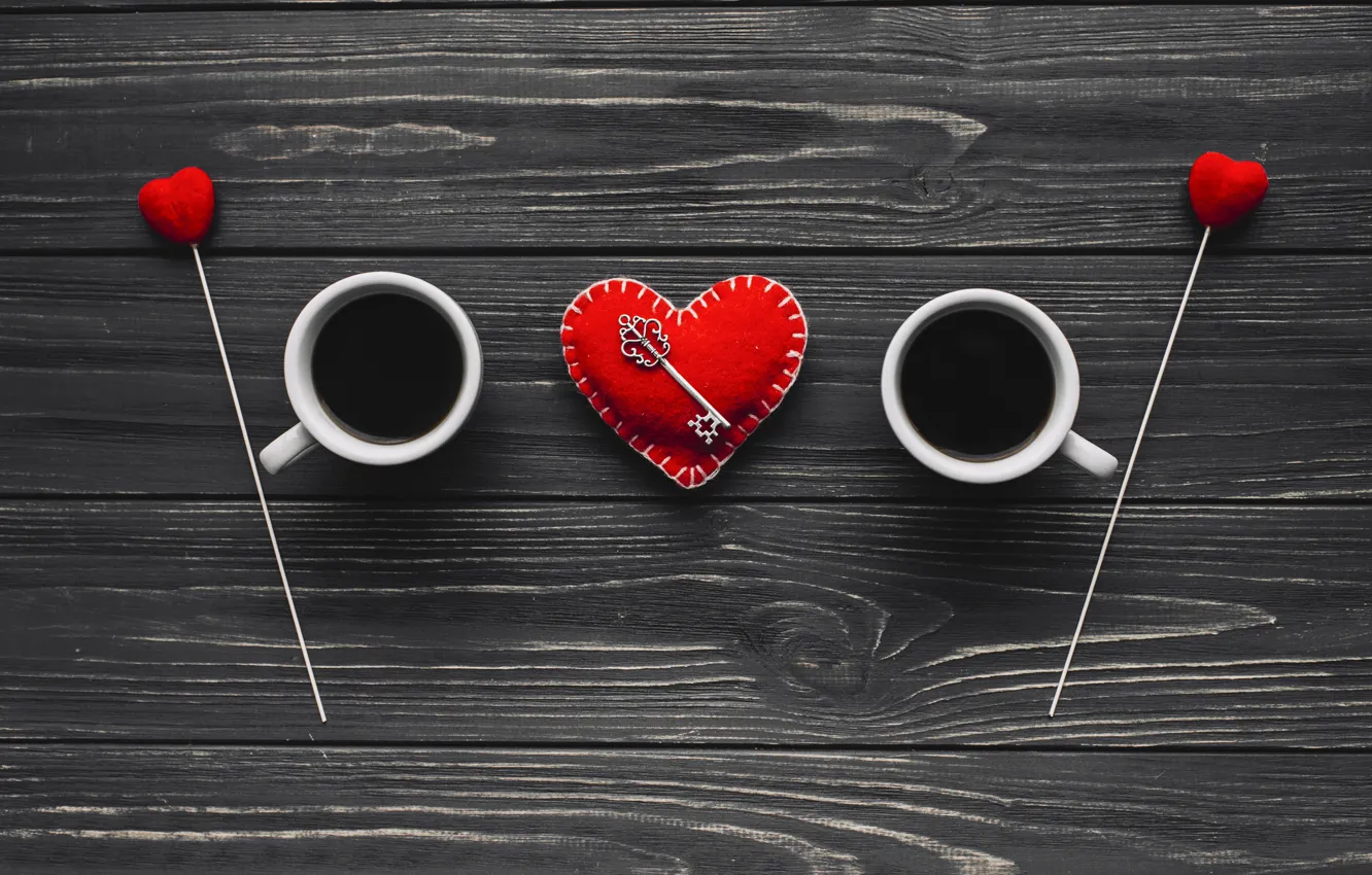 Photo wallpaper love, heart, coffee, Cup, love, heart, wood, cup