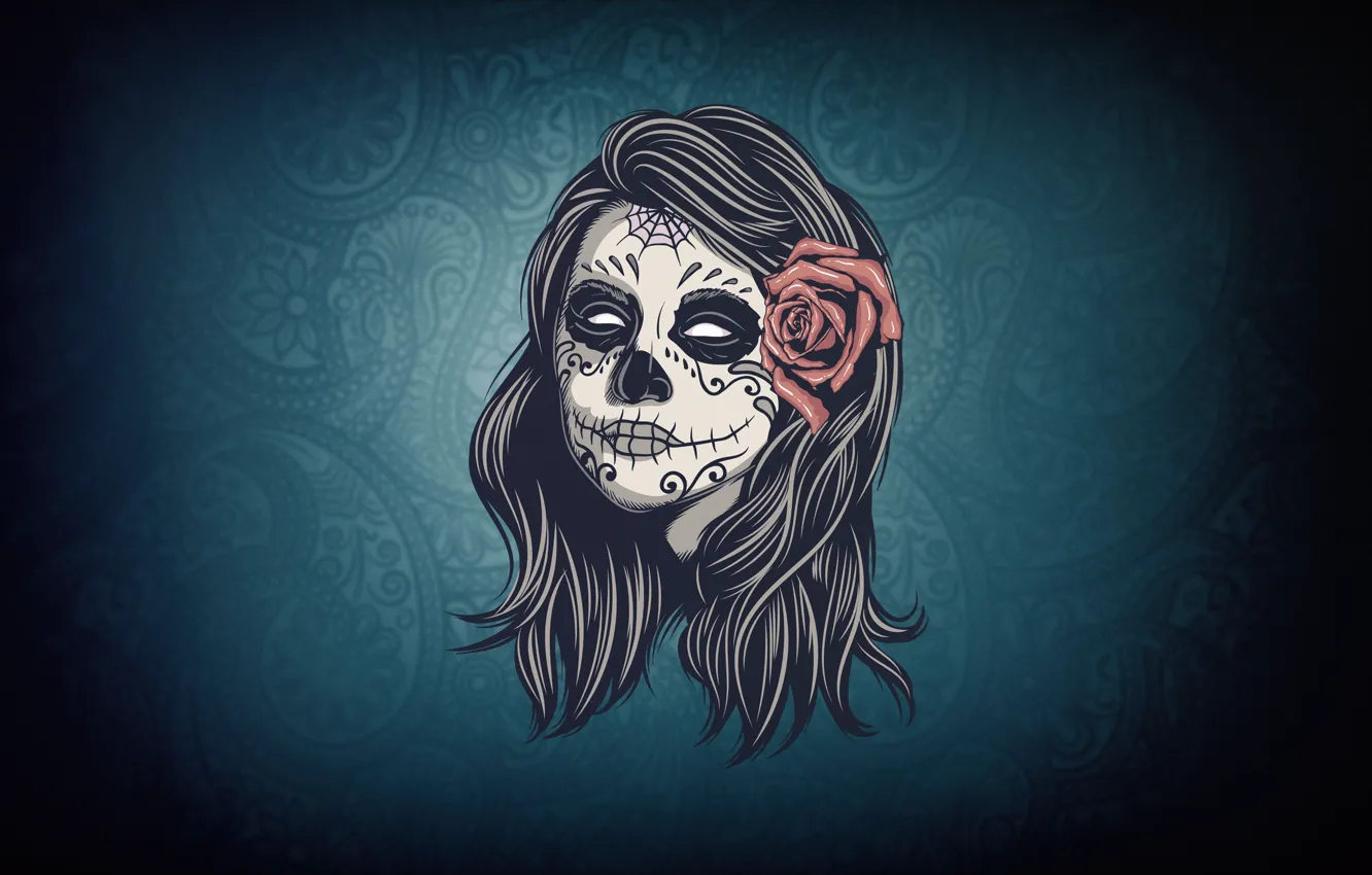 Photo wallpaper Girl, Style, Background, Day of the Dead, Day of the Dead, Sugar Skull, Katrina, Sugar …