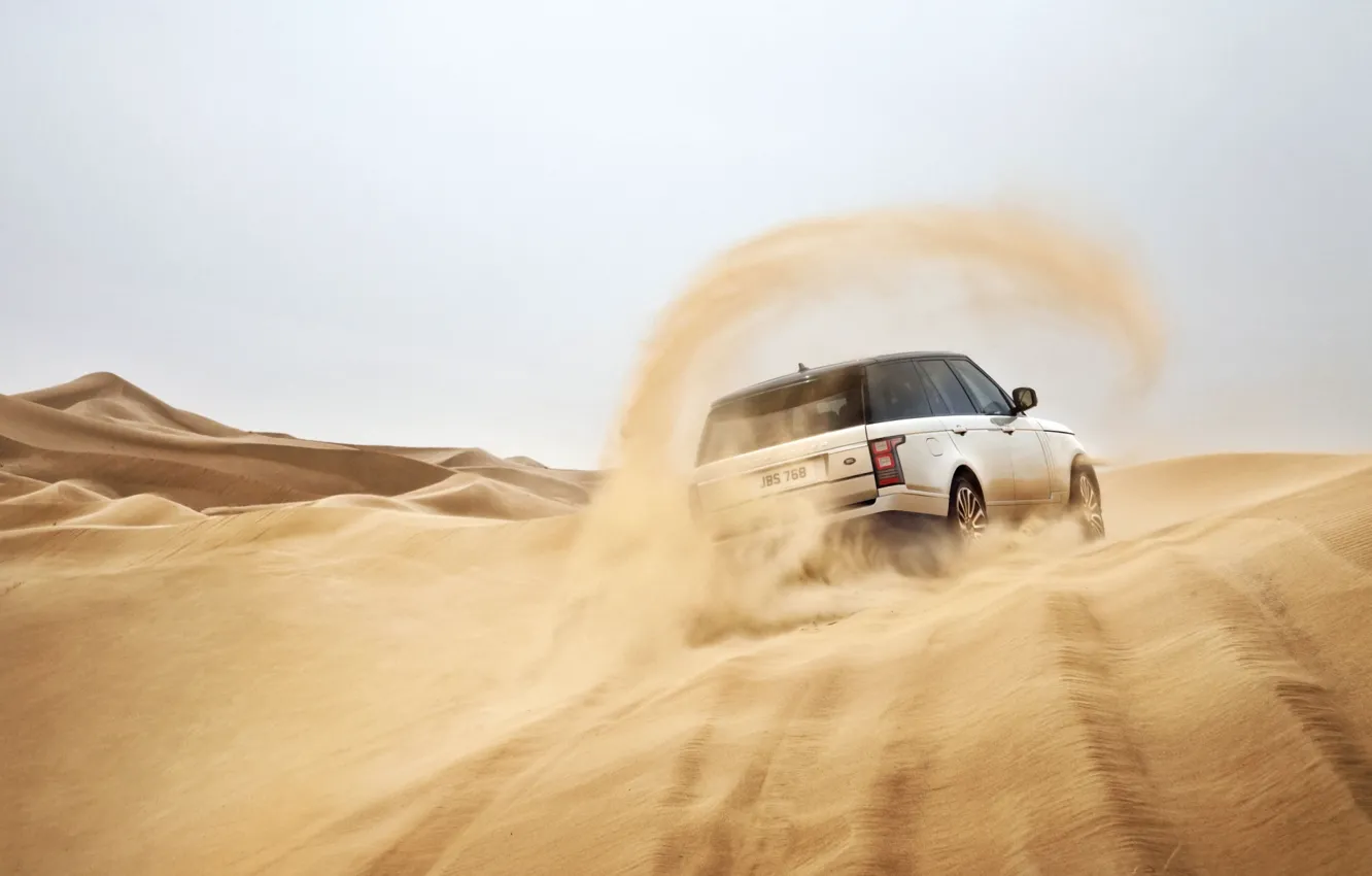 Photo wallpaper sand, Land Rover, Range Rover, rear view, Land Rover, Range Rover