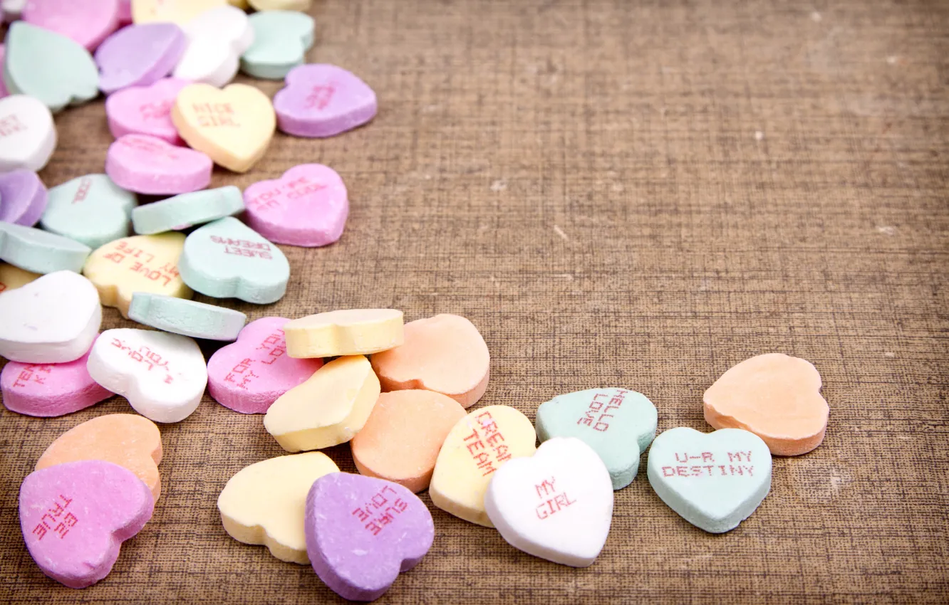Photo wallpaper candy, love, romantic, hearts, sweet, candy