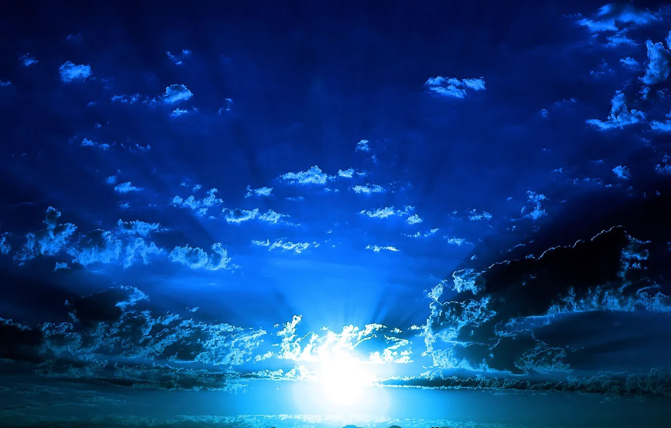 Photo wallpaper the sky, the sun, blue
