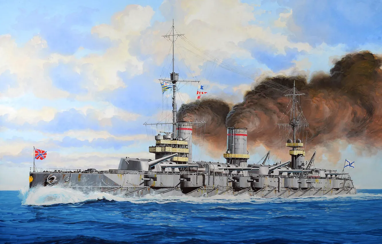 Photo wallpaper ship, art, Navy, military, battleship, Russian, Battleship, WW1