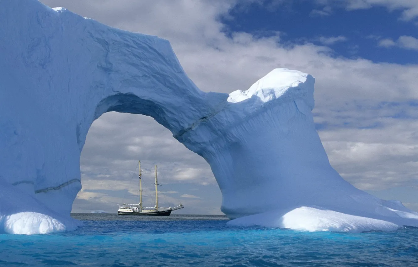 Photo wallpaper Wave, Sailboat, Iceberg