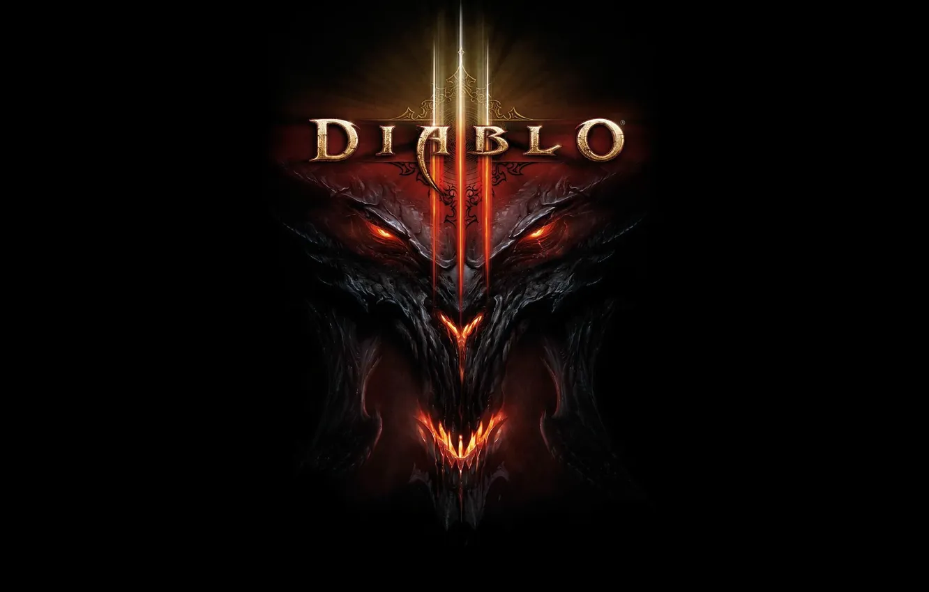 Photo wallpaper face, fire, the demon, Diablo 3