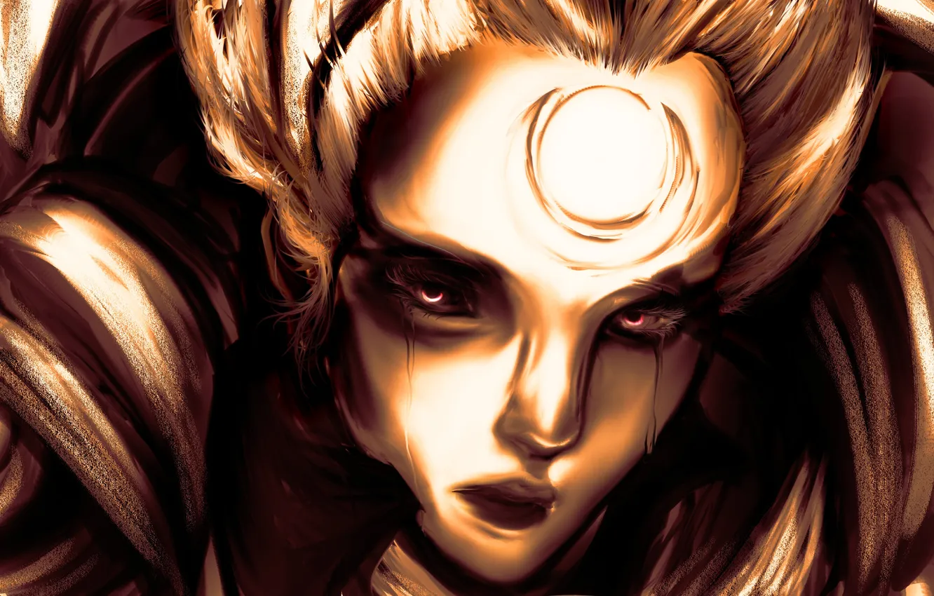 Photo wallpaper face, tears, art, crying, league of legends, diana, Scorn of the Moon