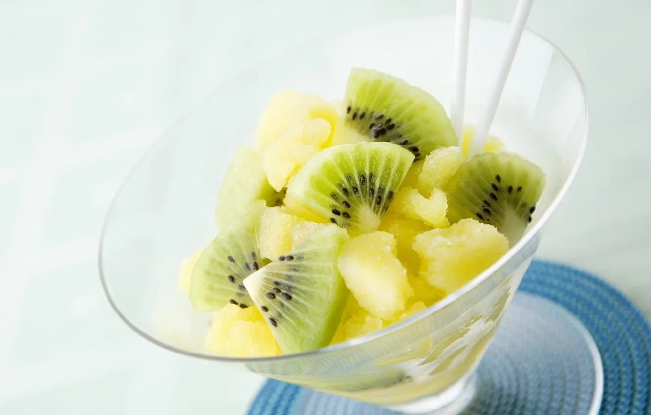 Photo wallpaper background, glass, food, kiwi, fruit, pineapple, napkin