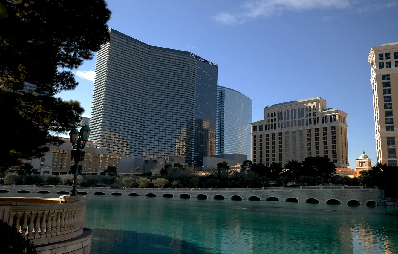 Photo wallpaper bridge, city, the city, street, building, channel, bridge, street