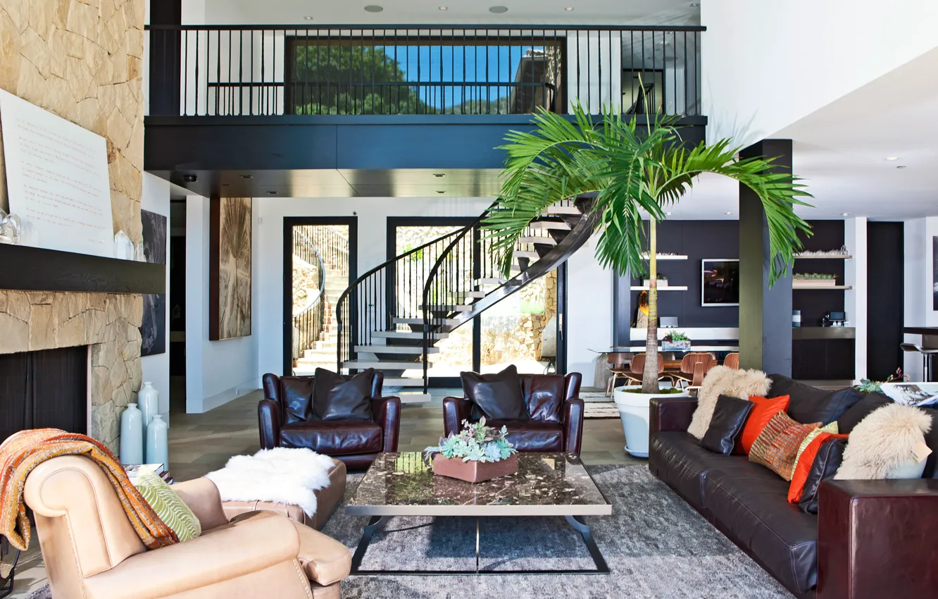 Photo wallpaper sofa, chair, ladder, interior, home, table.