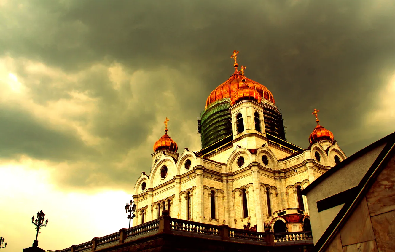Photo wallpaper overcast, Church, Moscow, temple, Graphiteseries, Kropotkin