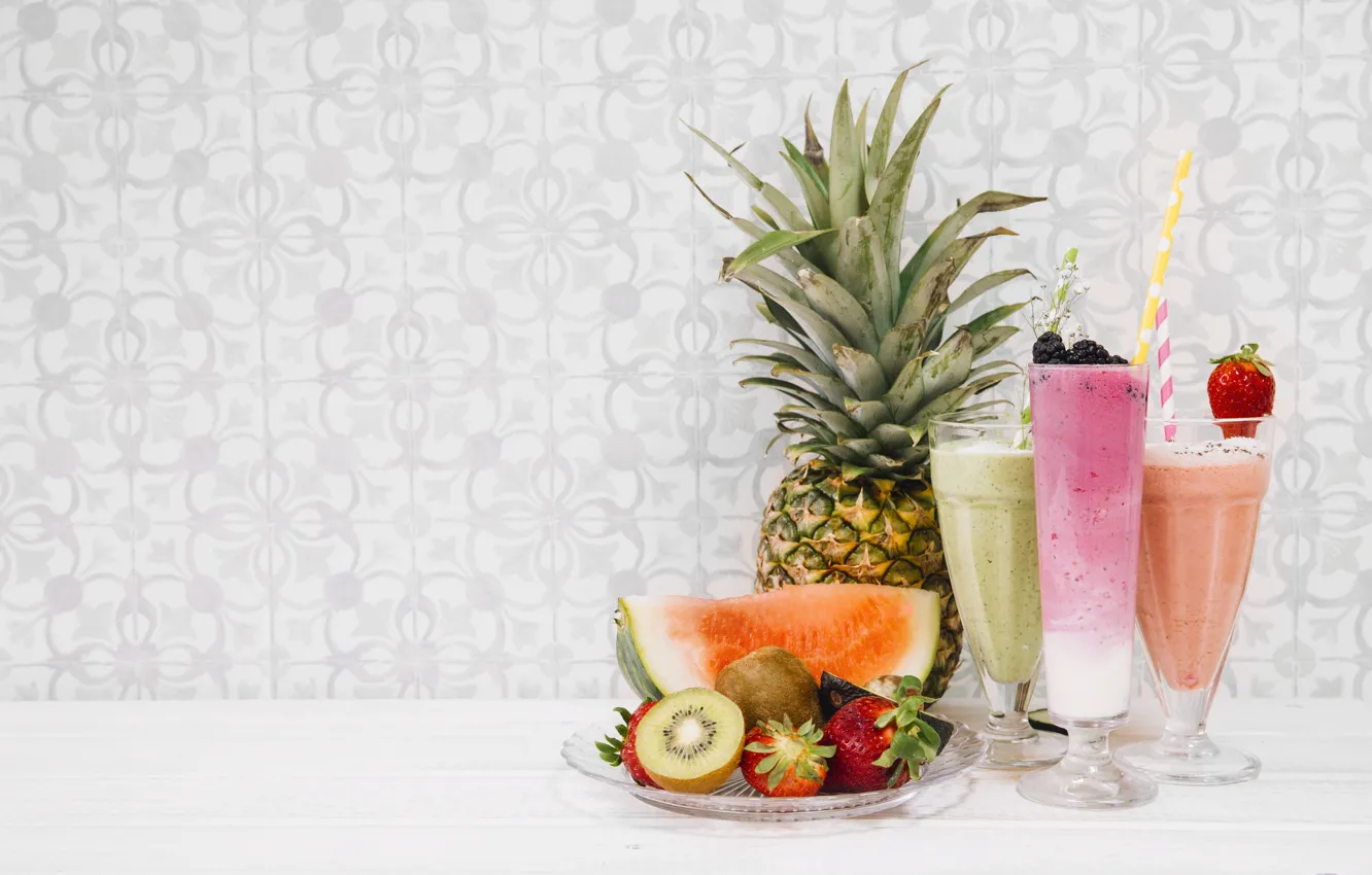 Photo wallpaper berries, Cocktail, fruit