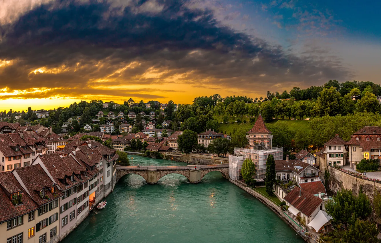 Photo wallpaper Switzerland, panorama, Bern