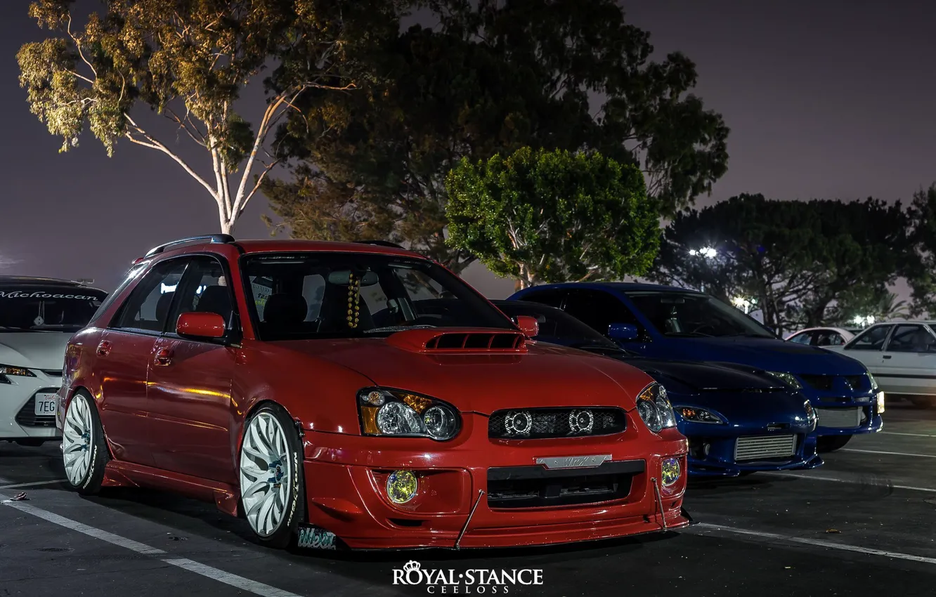 Photo wallpaper Subaru, Impreza, WRX, Mitsubishi, Lancer, Japan, red, Mazda