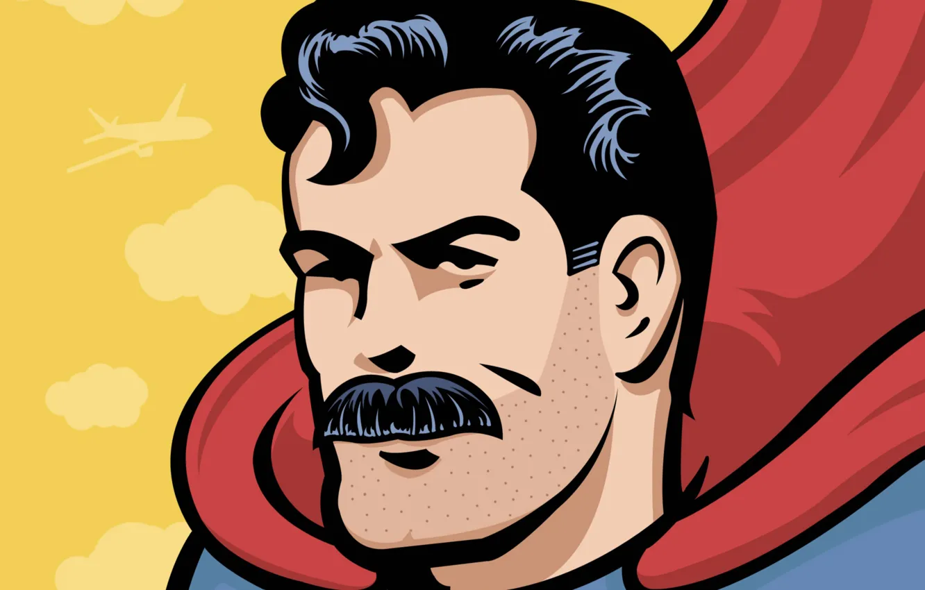 Photo wallpaper mustache, hero, Superman, bristles, comic, comics, Superman, hero