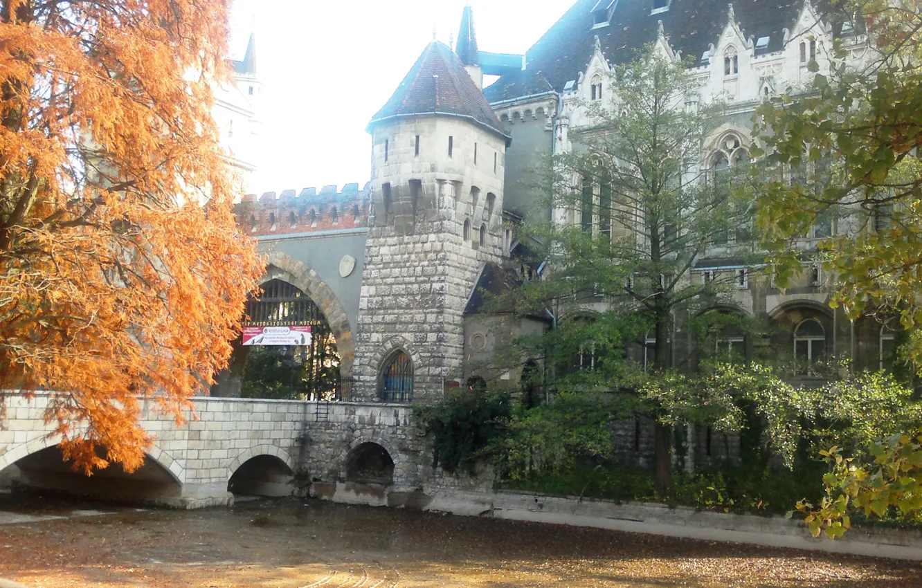 Photo wallpaper Park, river, Hungary, Budapest, Vajdahunyad Castle