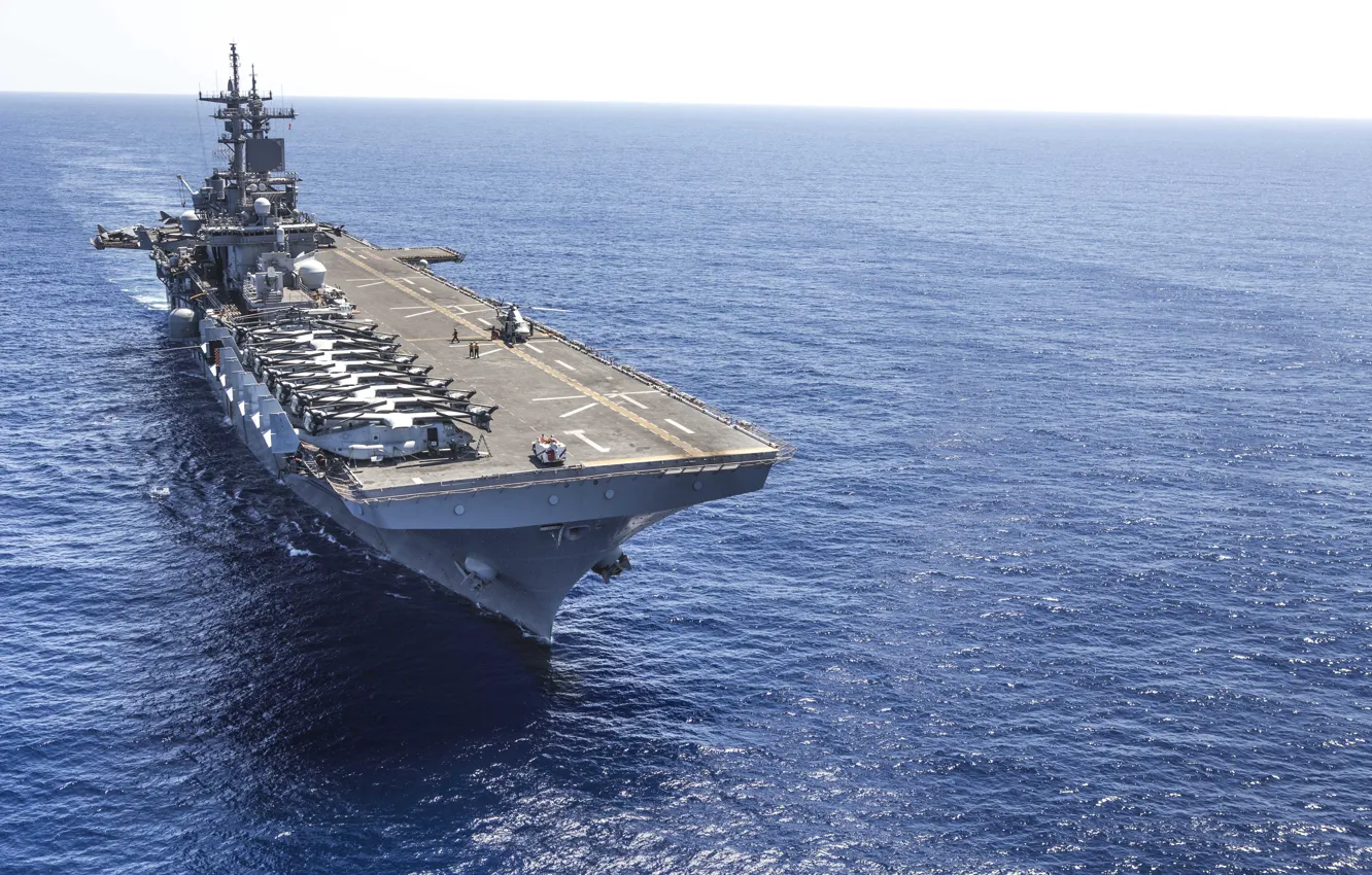 Photo wallpaper sea, army, Navy, amphibious assault ship, USS Wasp (LHD 1)