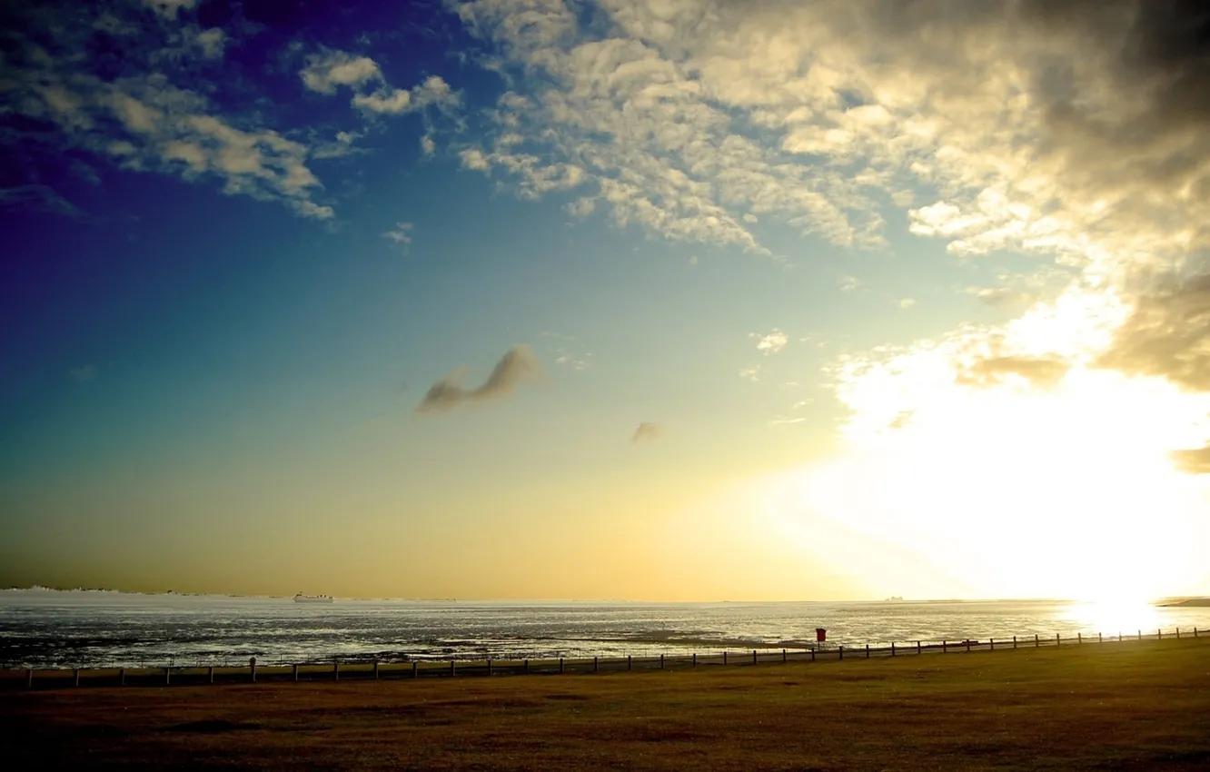 Photo wallpaper sea, the sky, the sun, landscape, nature, photo, background, Wallpaper