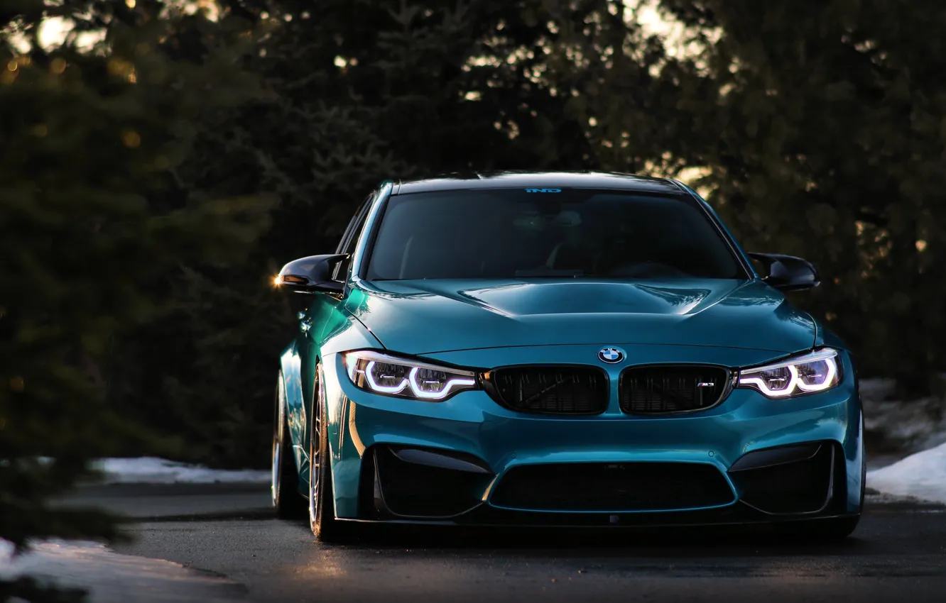 Photo wallpaper BMW, Blue, Angry, F80, Sight, LED
