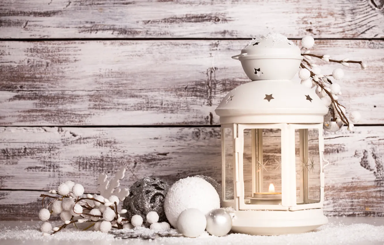 Photo wallpaper Balls, Lantern, Background, New year, Decoration, Holiday