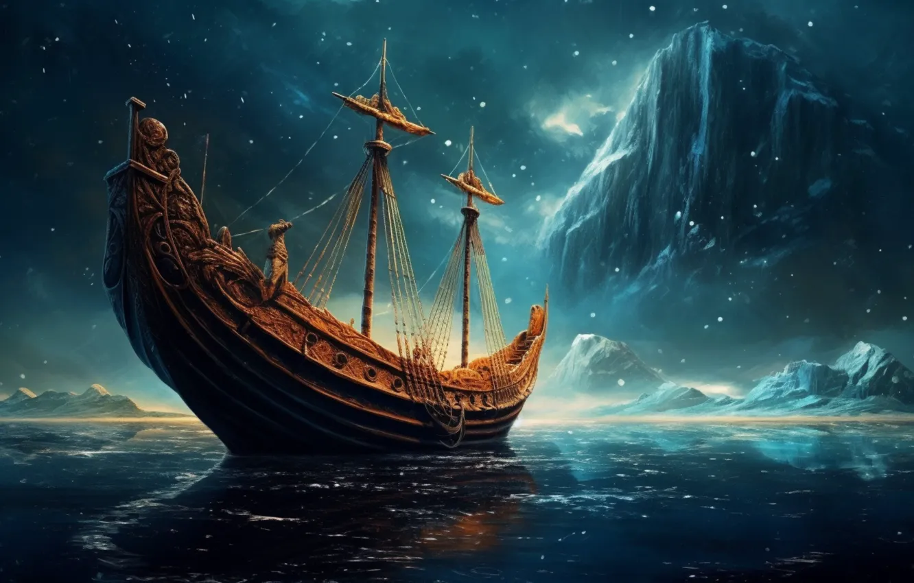 Photo wallpaper water, ship, sailboat, fantasy, The ship, pond, swimming, Sailing Ship