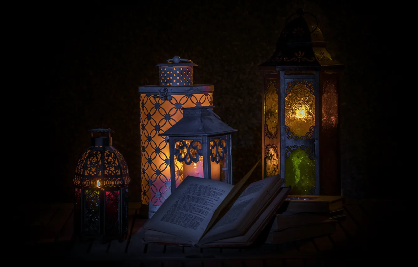 Photo wallpaper background, lamp, book