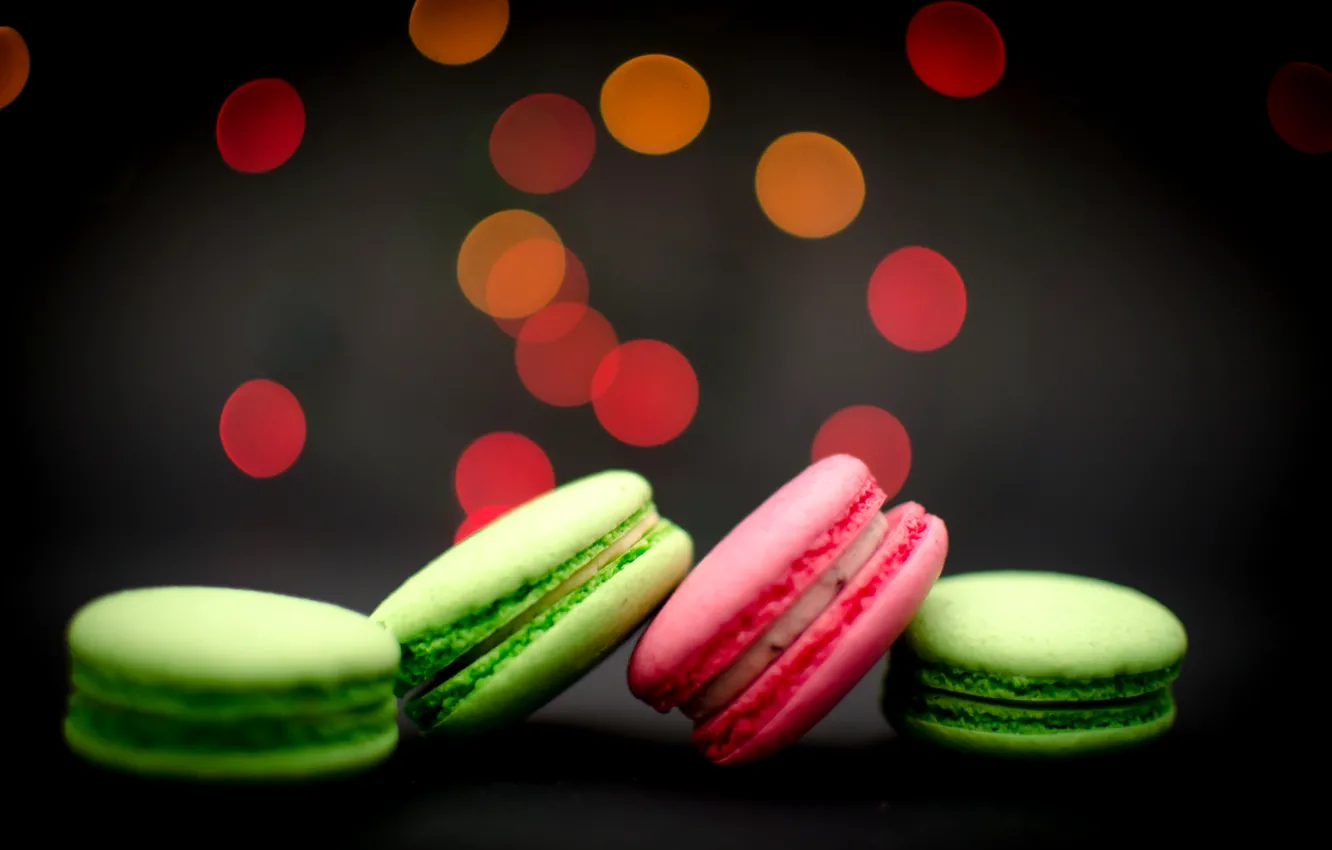 Photo wallpaper cookies, pink, green, dessert, bokeh, macaron, macaron