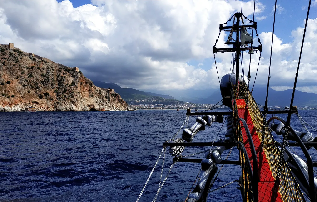 Photo wallpaper sea, fortress, the bare bones