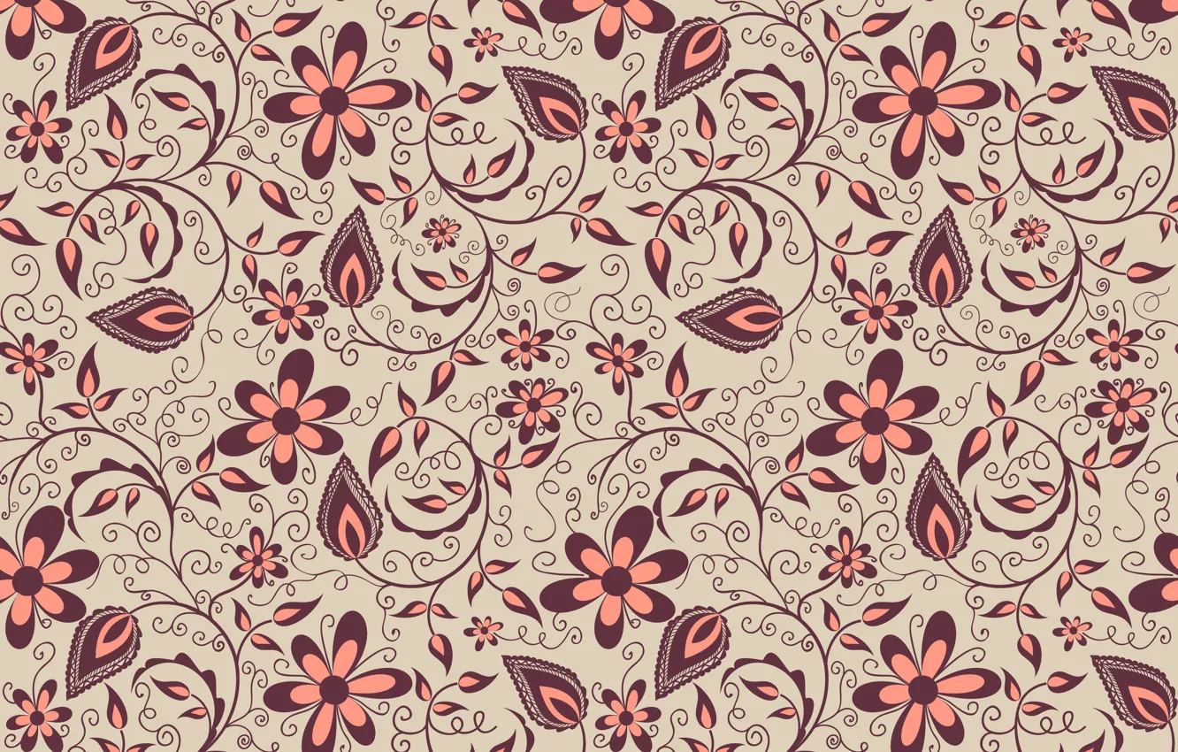 Photo wallpaper flowers, pattern, vector, ornament