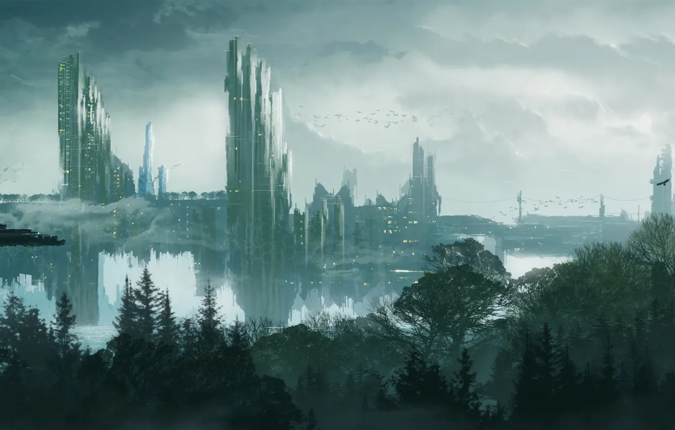 Photo wallpaper future, figure, megapolis, art