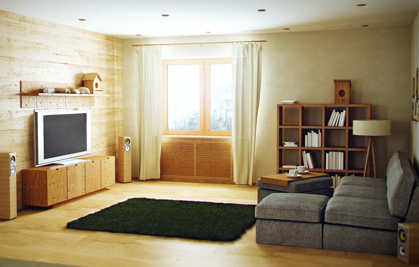 Photo wallpaper design, living room, interior, Minimalism, eko style